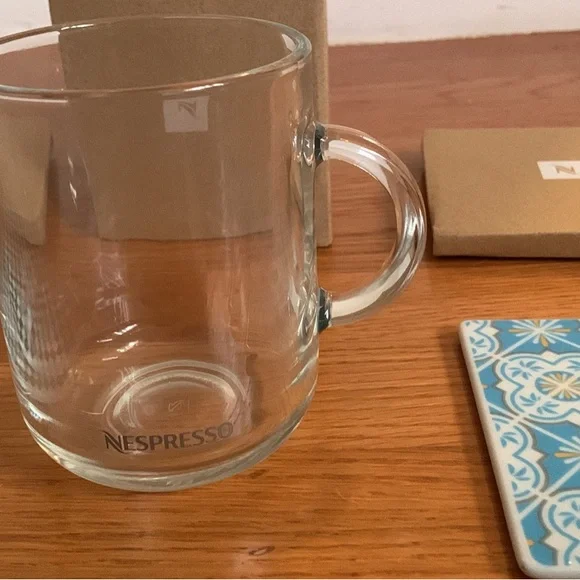 Nespresso Glass Mugs with Coasters - Picture 2 of 3